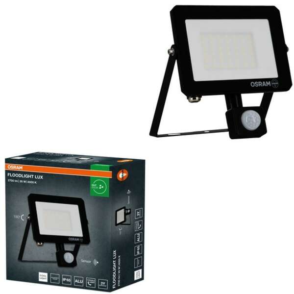 OSRAM  FL reflektor LUX senzor 30W 4000K IP65 crni