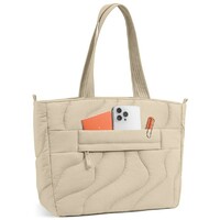 TOMTOC TERRA T38 PUFFY LAPTOP TOTE BAG NATURAL SAND T38M1K2