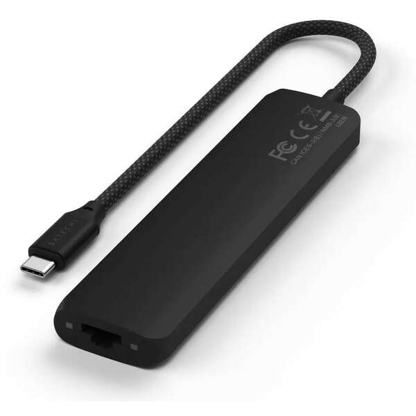 SATECHI 7-in-1 USB-C Slim Multiport Adapter with Ethernet - Black