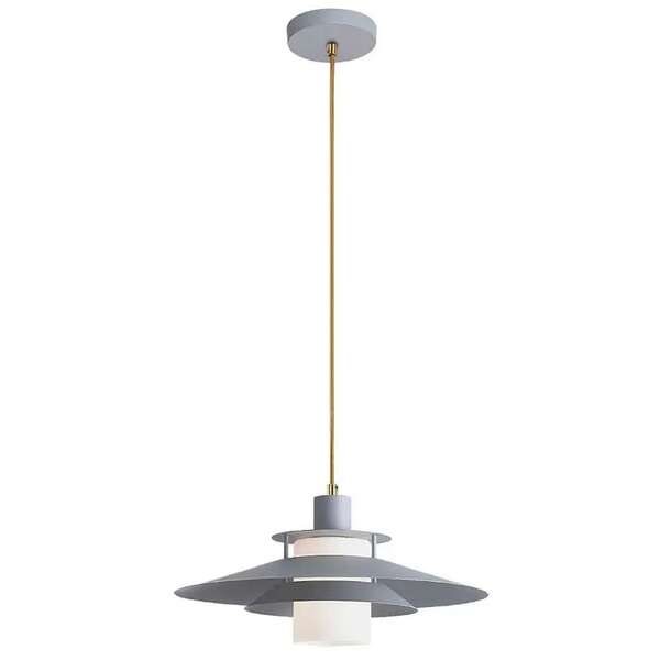 RABALUX Cameron, metal and glass pendant, grey, white, E27 1x MAX 40W, textile cable