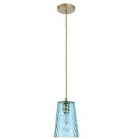 RABALUX Azurine, glass pendant, gold, blue, E27 1x MAX 40W, textile cable