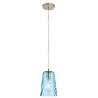 RABALUX Azurine, glass pendant, gold, blue, E27 1x MAX 40W, textile cable