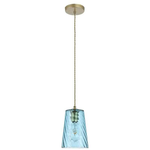 RABALUX Azurine, glass pendant, gold, blue, E27 1x MAX 40W, textile cable