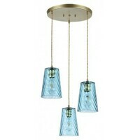 RABALUX Azurine, glass pendant, gold, blue, E27 3x MAX 40W, textile cable