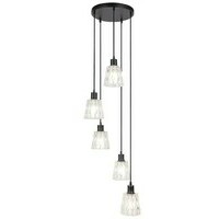 RABALUX Jarina,  glass pendant , E27 5xMAX 40W, black, transparent