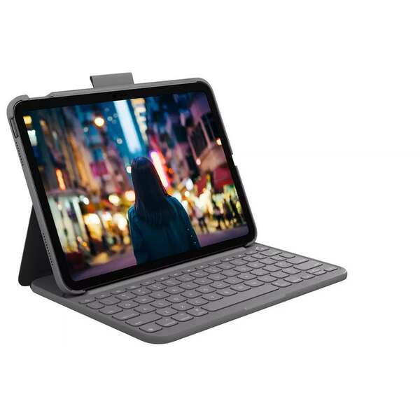 Logitech Slim Folio Keyboard Case for iPad (10th gen) - Grey - UK
