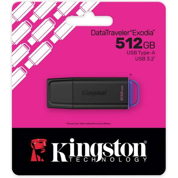 KINGSTON 512GB Portable USB 3.2 Gen 1 DataTraveler Exodia Black/Purple