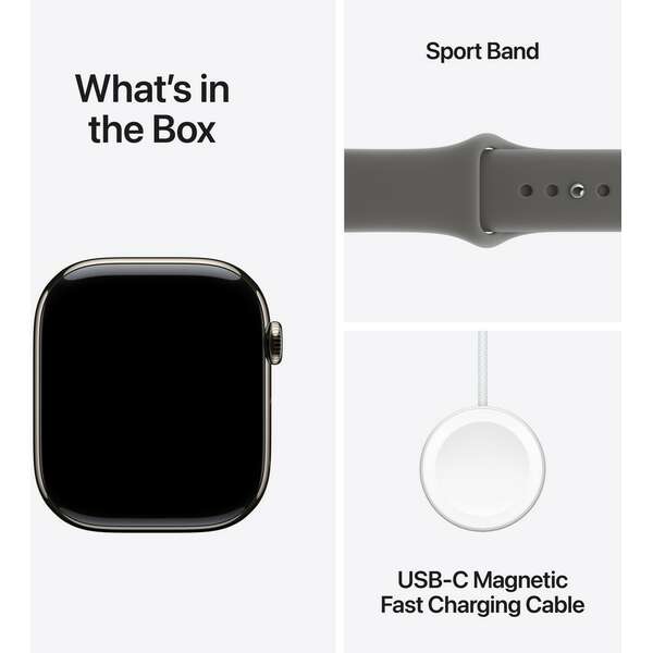 APPLE Watch S11 Cellular 42mm Natural Titanium Case with Stone Grey Sport Band - S/M mf8m4rk/a