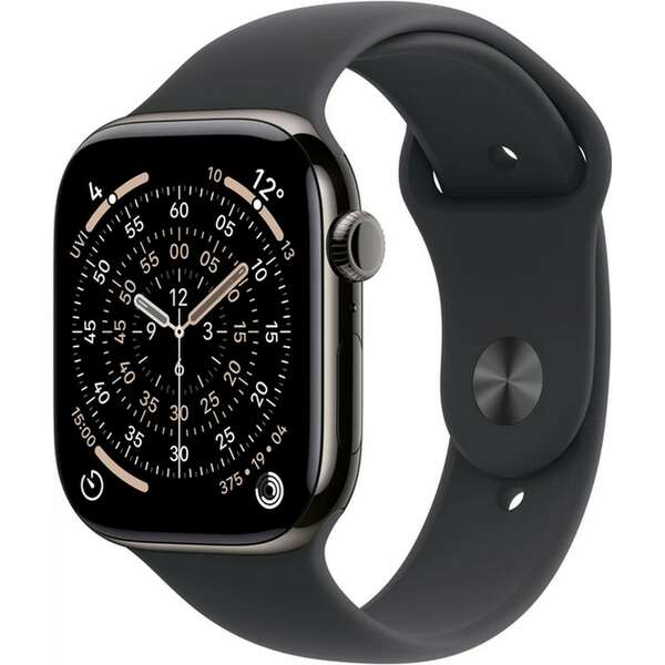 APPLE Watch S11 Cellular 42mm Slate Titanium Case with Black Sport Band - M/L mf8t4rk/a