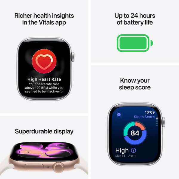 APPLE Watch S11 Cellular 42mm Gold Titanium Case with Light Blush Sport Band - S/M mf8w4rk/a