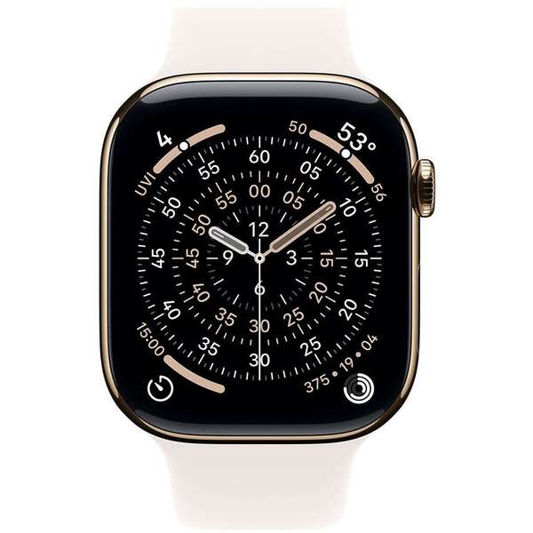 APPLE Watch S11 Cellular 46mm Gold Titanium Case with Light Blush Sport Band - S/M mfd54rk/a