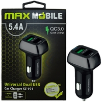 MAX MOBILE USB DUO SC-191 QC 3.0,27W QUICK CHARGE 5.4A