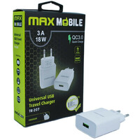 MAX MOBILE Q.C 3.0 QUICK CHARGE USB TR207 3A beli 