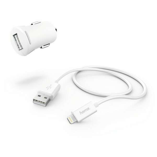 HAMA auto punjac za iPhone MFI beli 2.4A premium