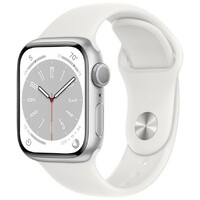 APPLE Watch Series 8 GPS 45mm Silver Aluminium Case with White Sport Band - Regular mp6n3se/a 