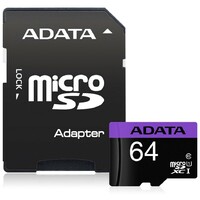 ADATA MICRO SD 64GB + SD ADAPTER (AUSDX64GUICL10-RA1)