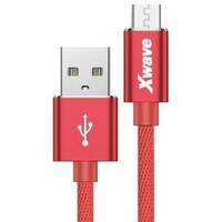 XWAVE USB Micro 2m 2A Al /red mesh