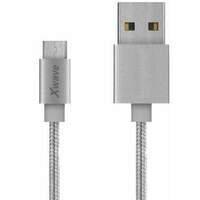 XWAVE USB Micro 2m 2A Al  / silver mesh