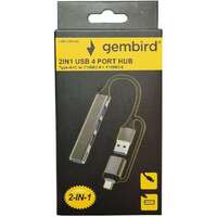 GEMBIRD UHB-U3P4-06 HUB Type-A+C to 3xUSB2.0 + 1 USB3.0 Aluminum