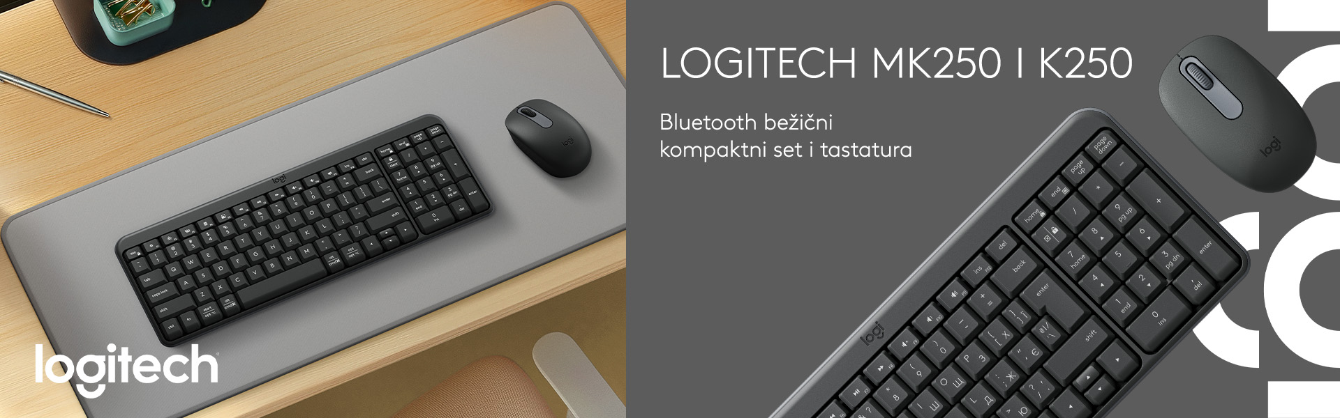 Logitech K250 i MK250 Bluetooth tastatura i komplet