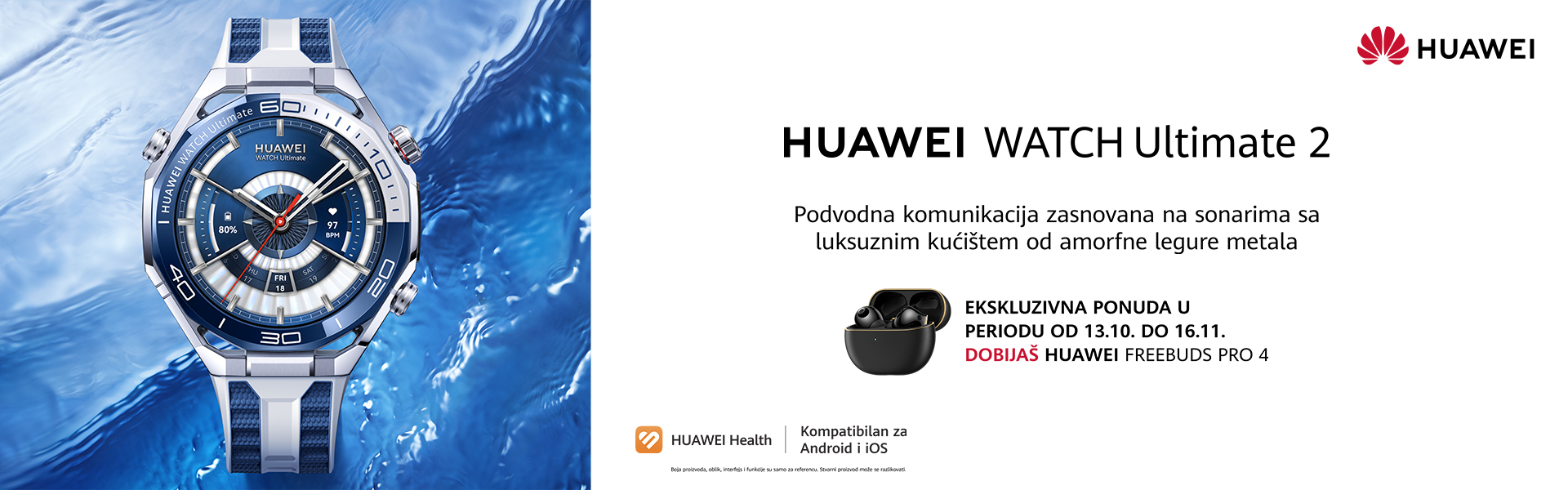 Huawei Watch Ultimate 2 + poklon Huawei FreeBuds Pro 4 White