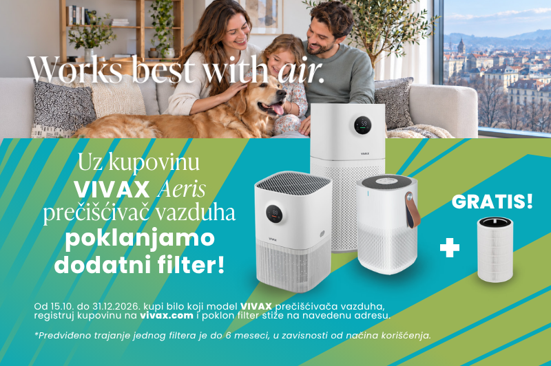 Vivax prečišćivač vazduha + dodatni filter na poklon